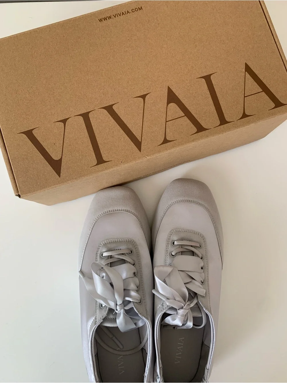 VIVAIA Square-Toe Lace-Up Satin Sneakerina (Cristina)